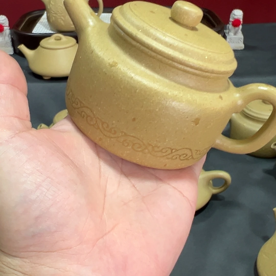 拳***浅茶壶紫砂梨皮描金德中
