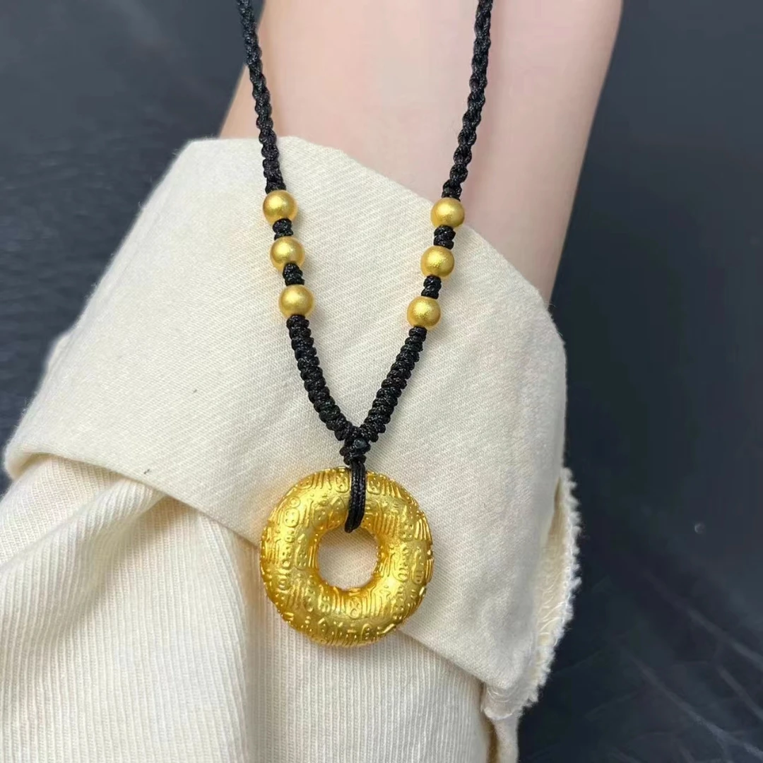 合金吊坠 【高端定制】古法实心百福平安扣吊坠