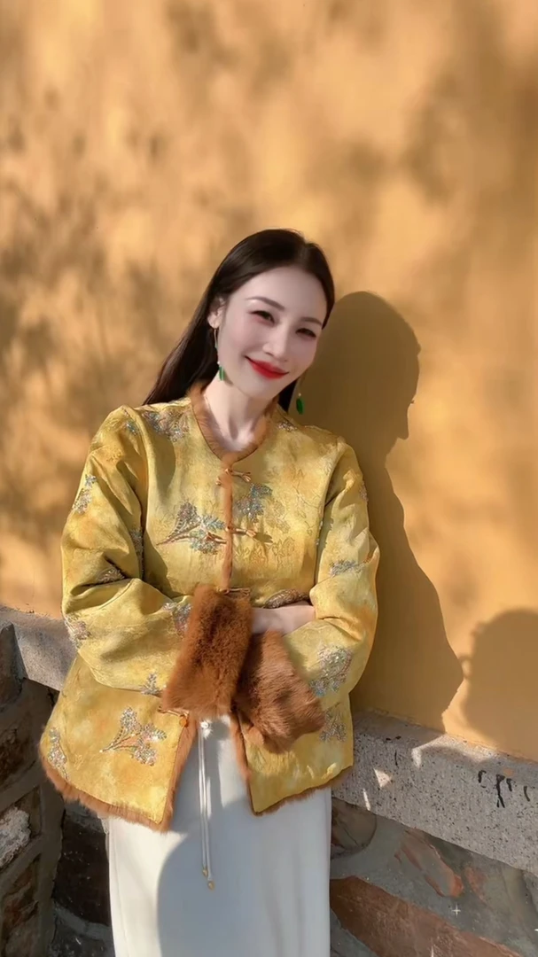 水如画【碎玉轩】2025重工老料兔毛厚款新中式国风双面双穿上衣外套