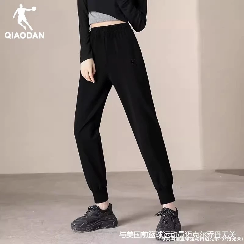 乔丹运动裤女2025冬季新款针织透气休闲女士小脚裤官方正品长裤男