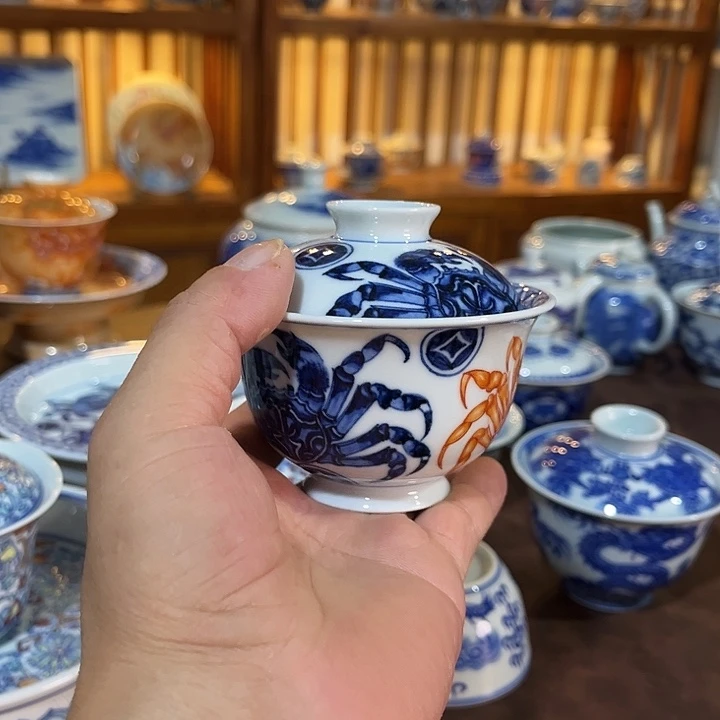 錡镇堂手工手绘绘盖碗