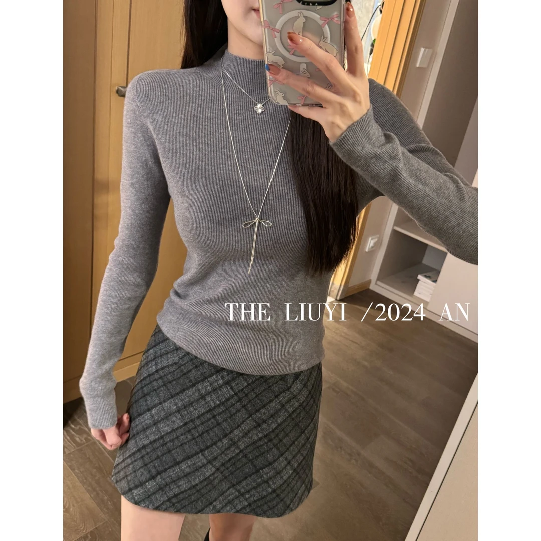 【LIUYI】高品打底~秋冬无缝一体羊毛混纺针织打底衫49113