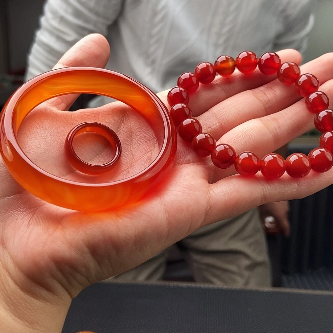 玛瑙/玉髓未镶嵌手镯三件套 53-64颜色多样性发拍一发一