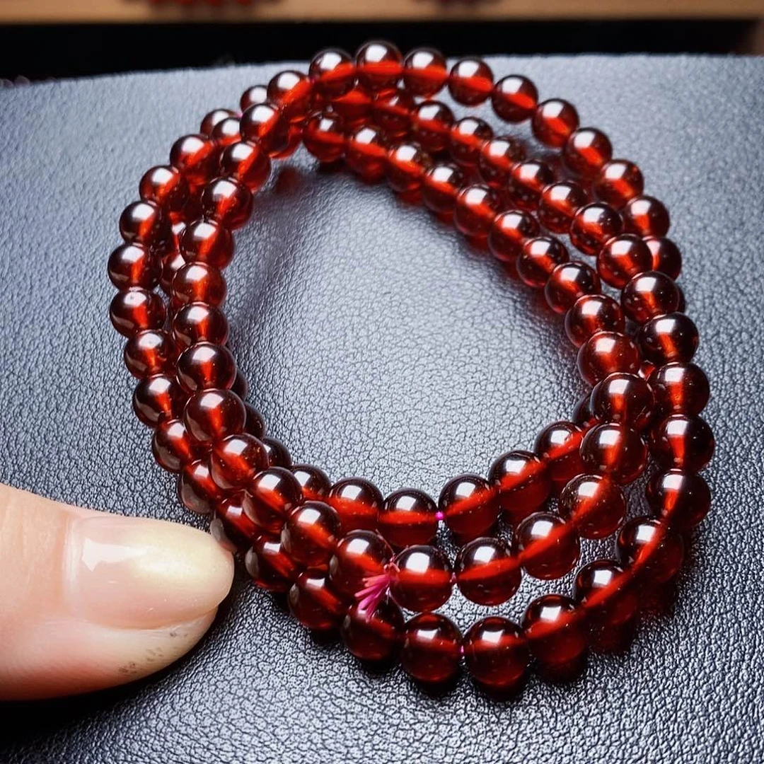 未镶嵌手链石榴石温***r6.0 3圈毕业级