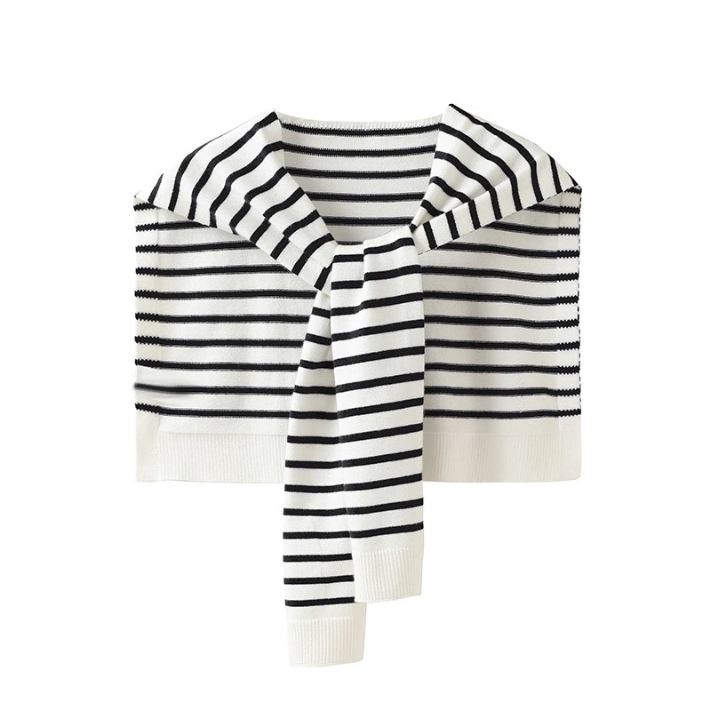 NGGAI 韩系条纹极简风针织护肩披肩