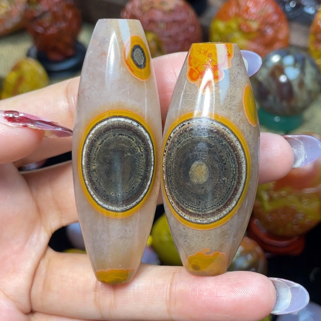 未镶嵌玛瑙/玉髓珠宝奇石收藏金沙拉丝天眼天珠大尺寸