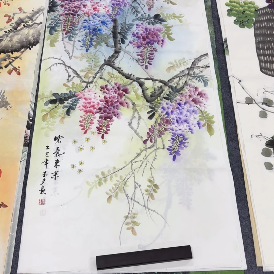 国画140×70紫气东来手绘作品画画