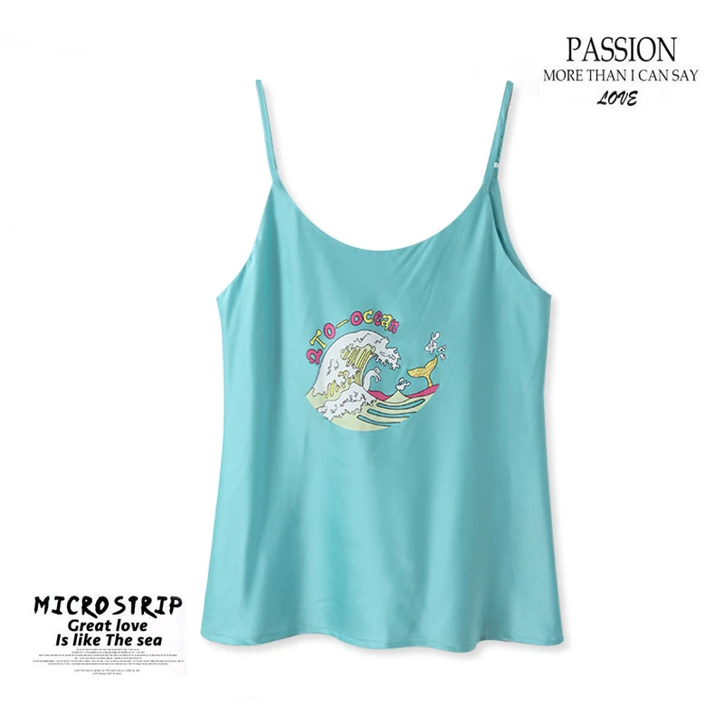 女士印花吊带肩带可调节薄款舒适内搭柔软亲肤上衣KK485简约百搭