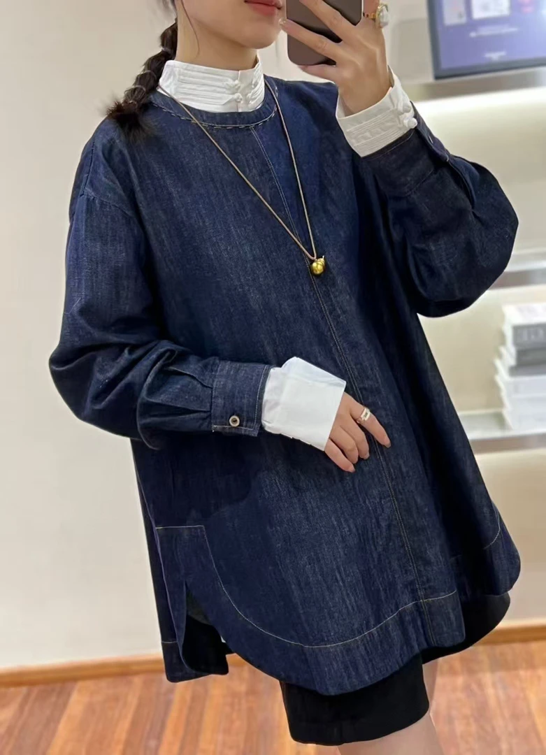 龙娴服饰春季新品套头牛仔外套女款