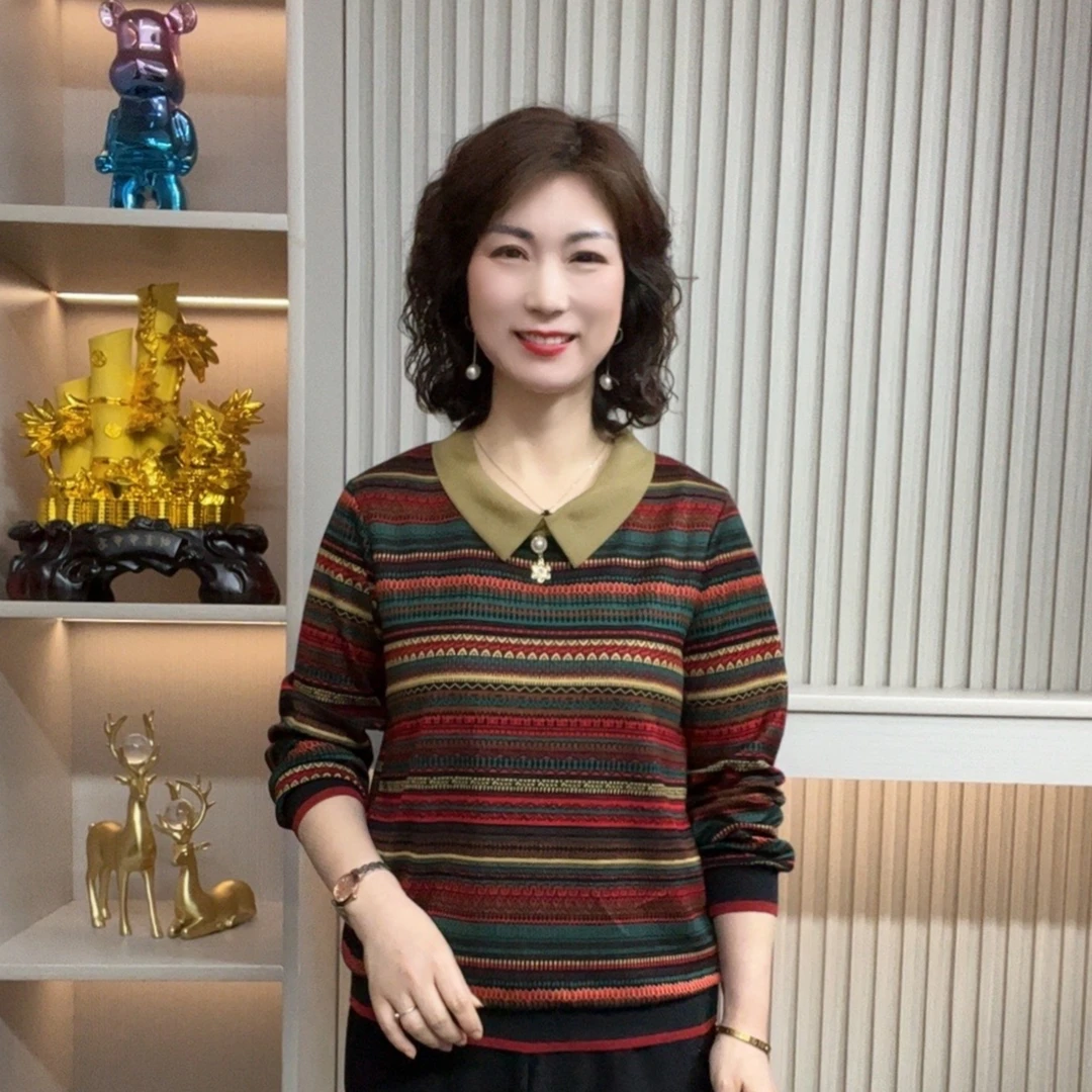 妈妈装流行时尚潮牌女装宽松春装女士独特漂亮小衫休闲百搭中老年