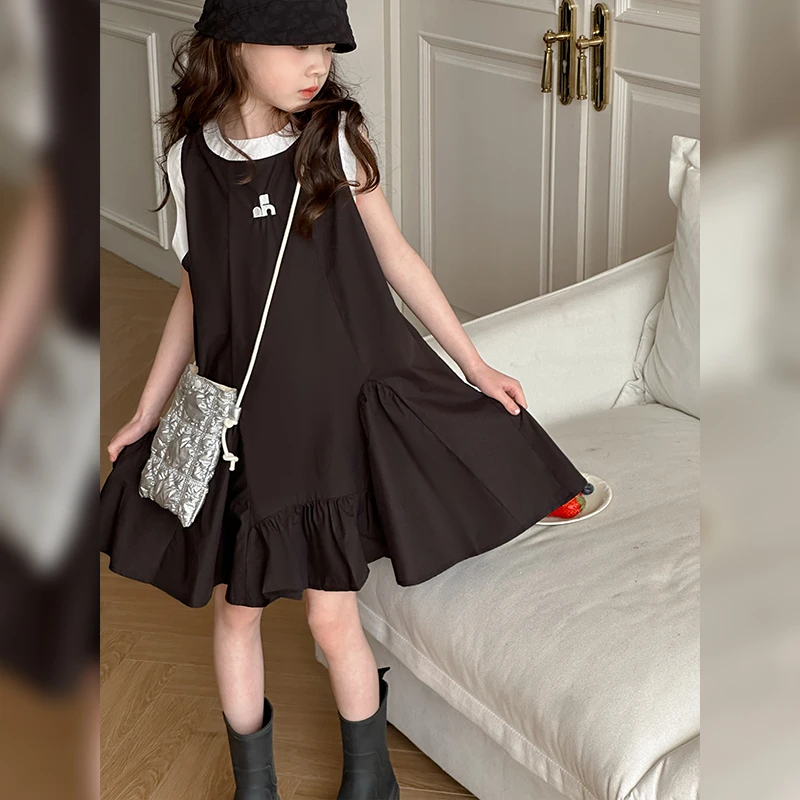 女童赫本风连衣裙2025夏季新款儿童休闲无袖公主裙洋气时髦裙子