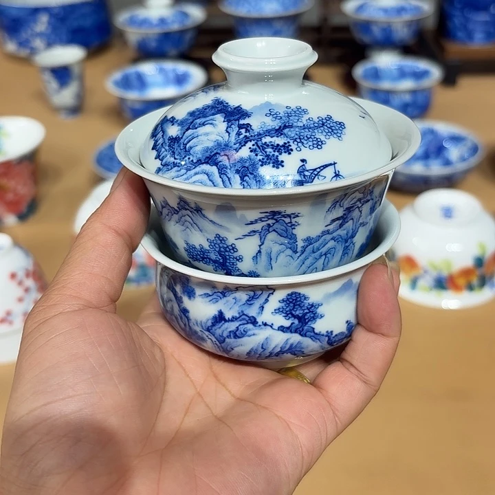 迷***迷景德镇纯手绘盖碗杯子