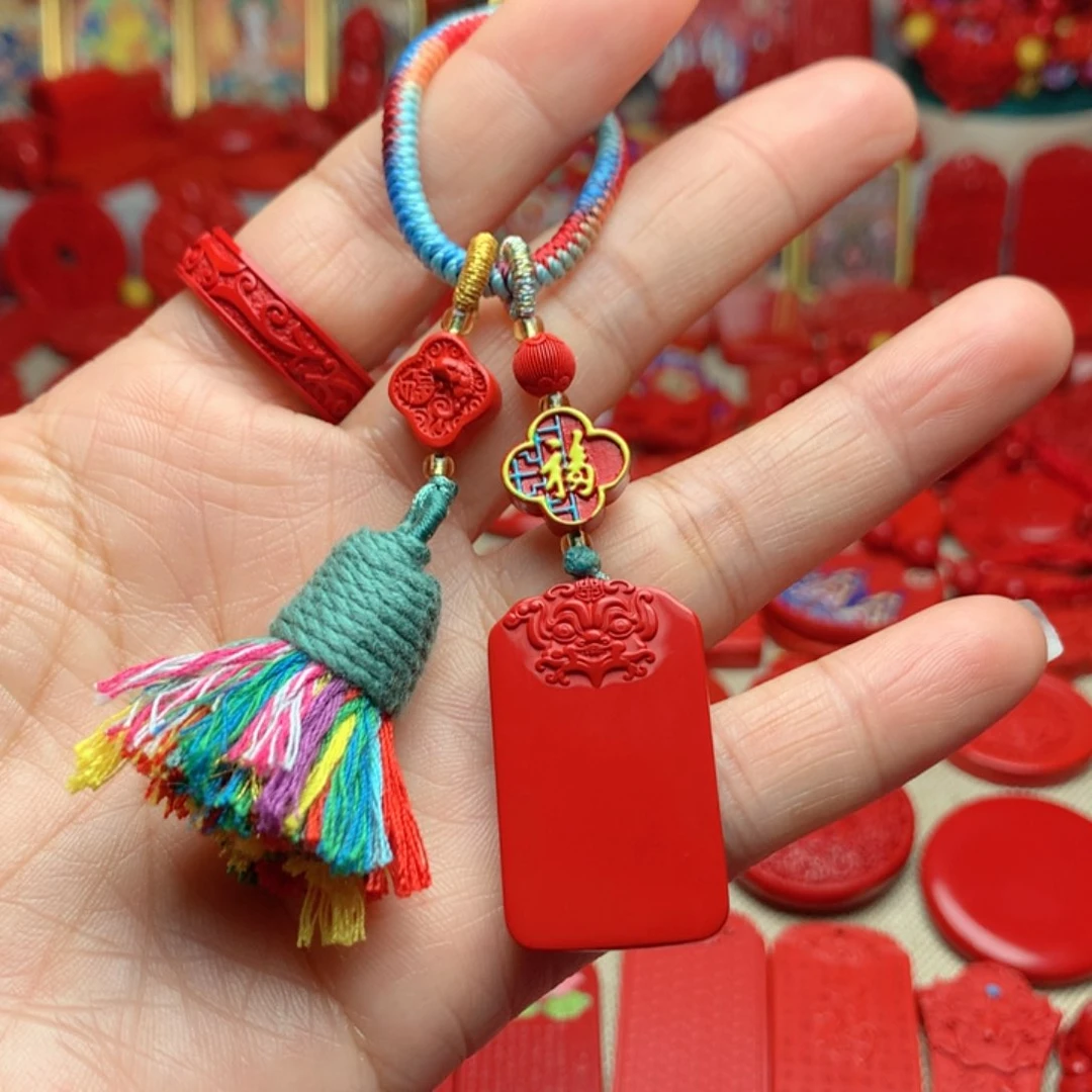 天然辰砂工艺品朱砂钥匙扣包包挂