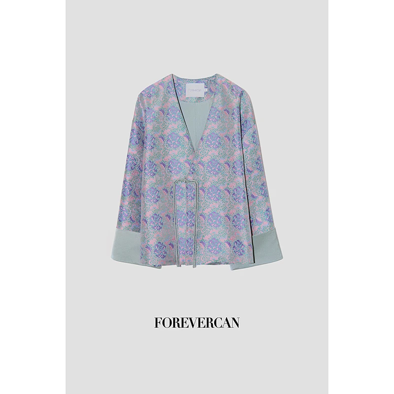 FOREVERCAN“如意锦”杨幂同款 新中式手工流苏盘扣上衣 ST20898