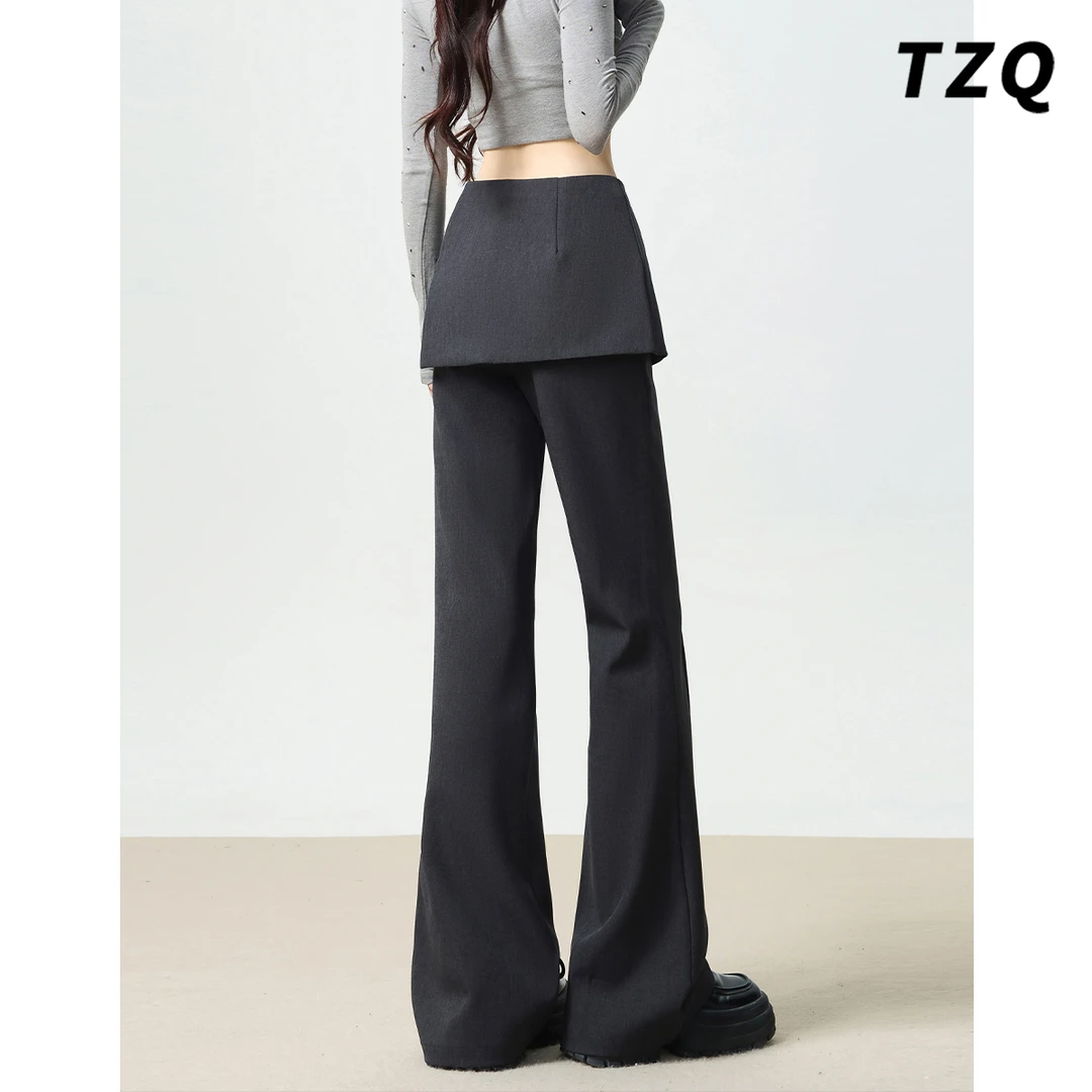 假两件屁帘休闲微喇西裤女款爆款2025秋季新款小众百搭拖地喇叭裤