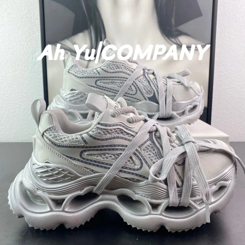 欧洲站轻便厚底绑带老爹鞋女2025秋新款舒适增高小个子休闲运动鞋