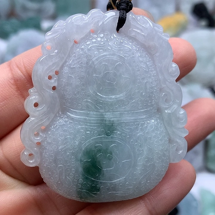 翡翠未镶嵌颈饰龙凤呈祥福禄双全两面工艺福利