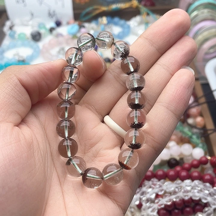 烟晶手链银S925镶嵌10.5咪透体四季幽灵