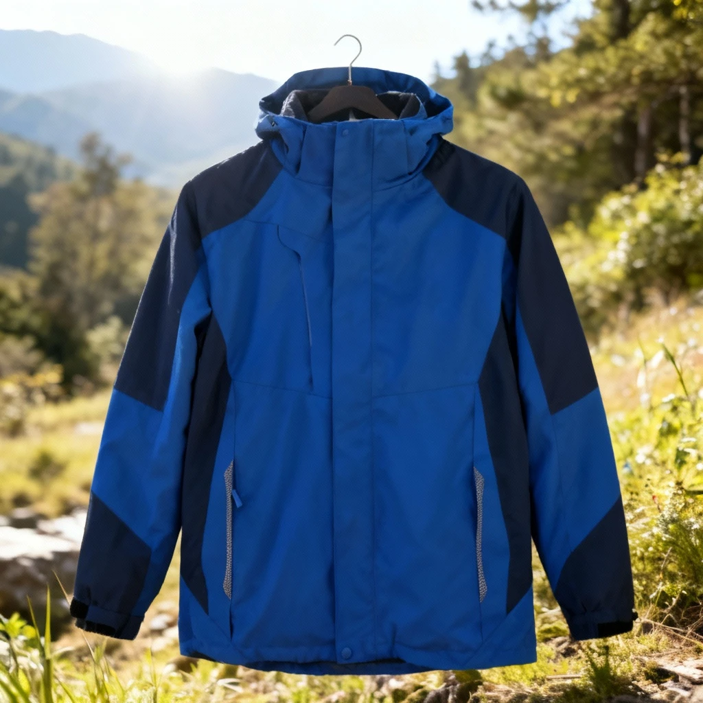 4号链接蓝色冬季防风保暖可拆三合一冲锋衣（清仓样衣）