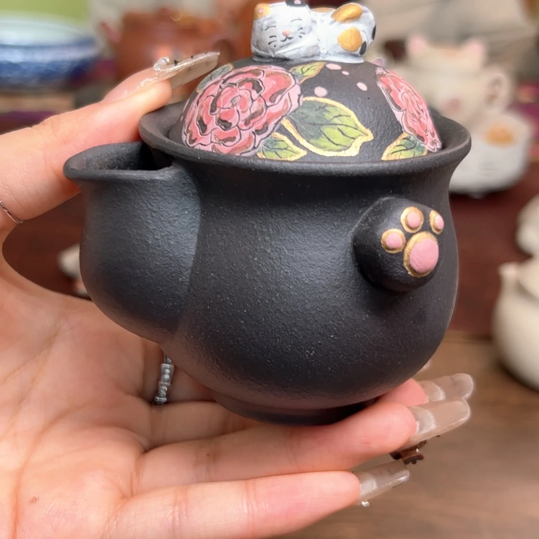 茶壶紫砂猫猫宝瓶