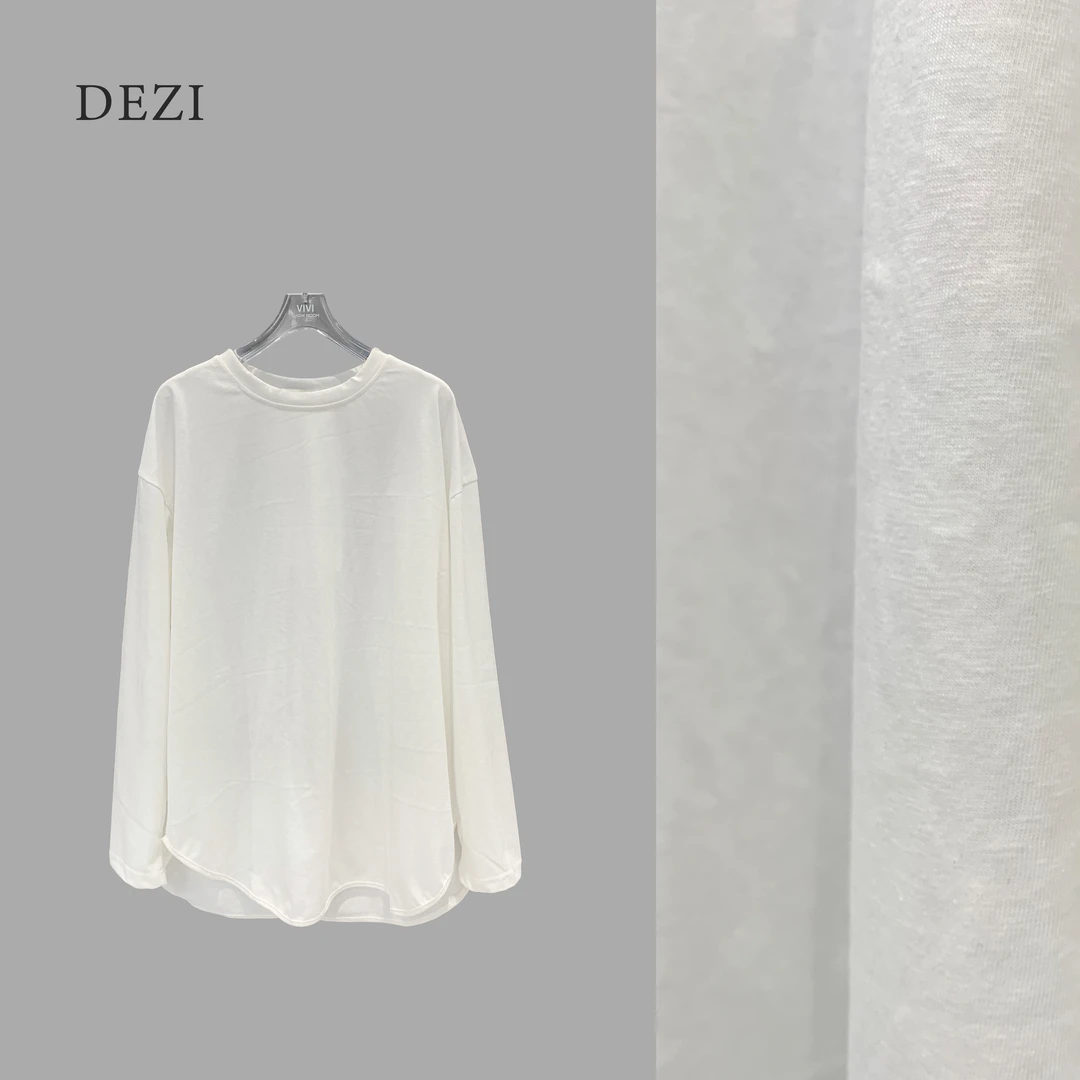 DEZI宝藏衣橱下摆不规则净面舒适女显瘦T恤LS6005066