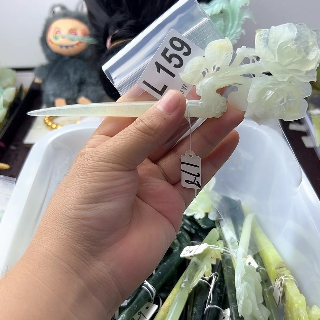 合金蛇纹石玉发饰灵*