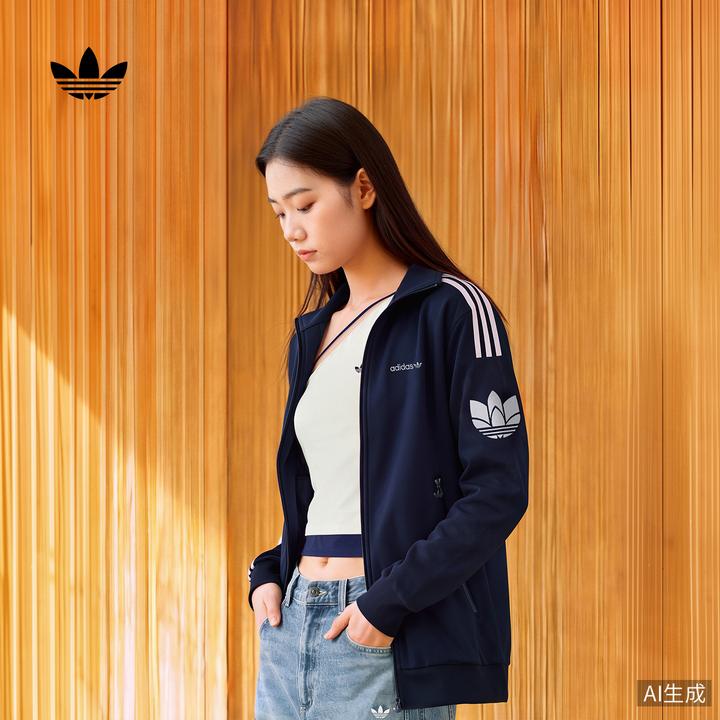 复古休闲宽松运动休闲夹克外套卫衣男女新款adidas阿迪达斯