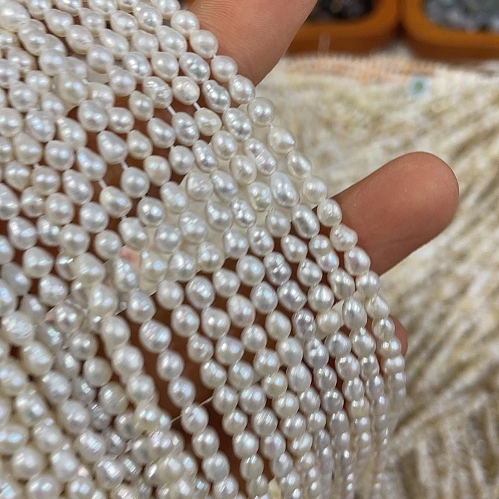 玛瑙/玉髓合金珠宝半成品一条4mm天然不规则珍珠
