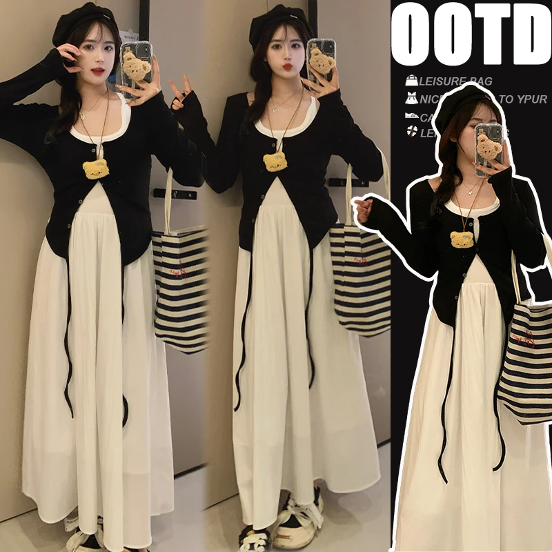 孕妇春季套装2025潮款韩版精致穿搭赫本风显瘦上衣气质连衣裙春装