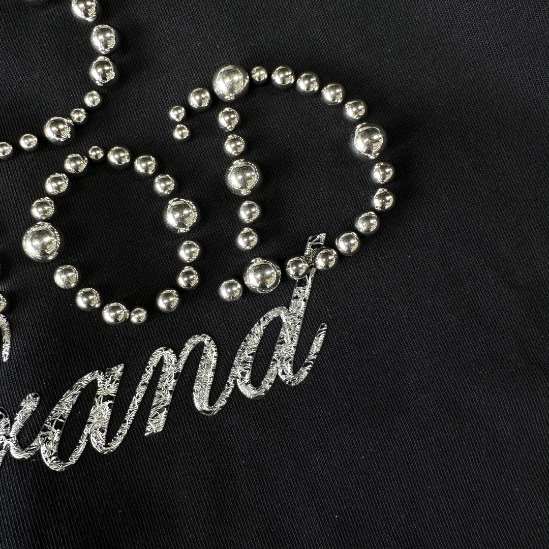 S25新款【经典双排银短袖】宽松小领口时尚百搭情侣同款纯棉半袖