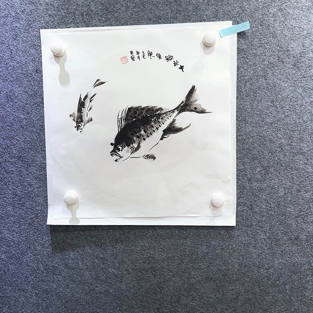 国画知鱼之乐纯手绘