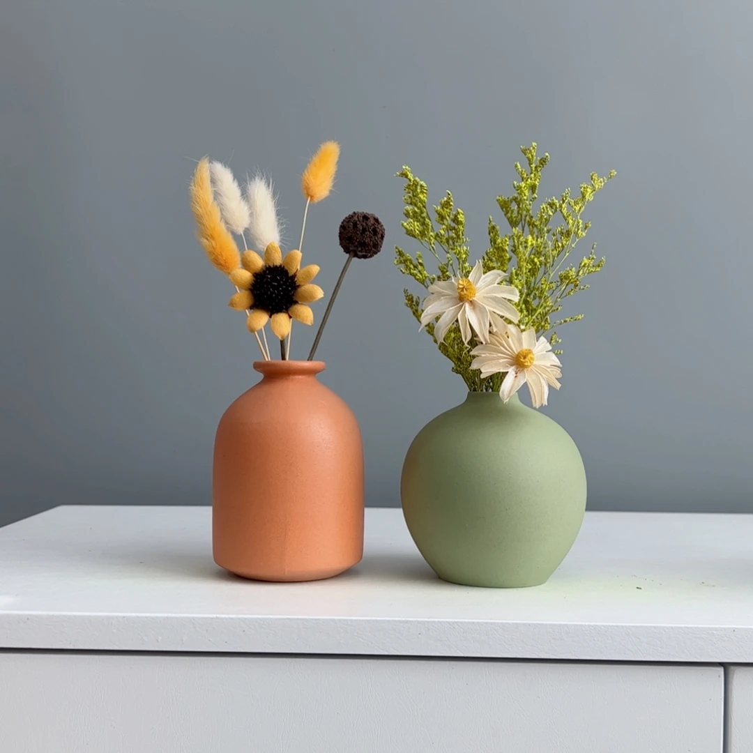 摆件陶瓷小花瓶摆件含花总高约20-30cm