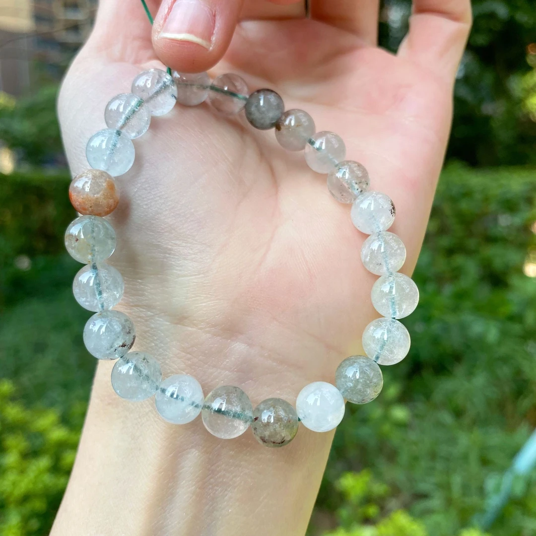 跑量天然幽灵无优化绿幽灵水晶手串招财送家人聚宝盆默认有瑕