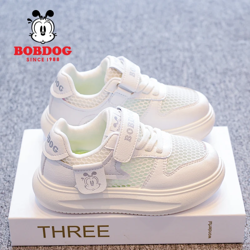 Bobdog/巴布豆潮款小白鞋儿童板鞋2025夏季男童软底休闲运动子