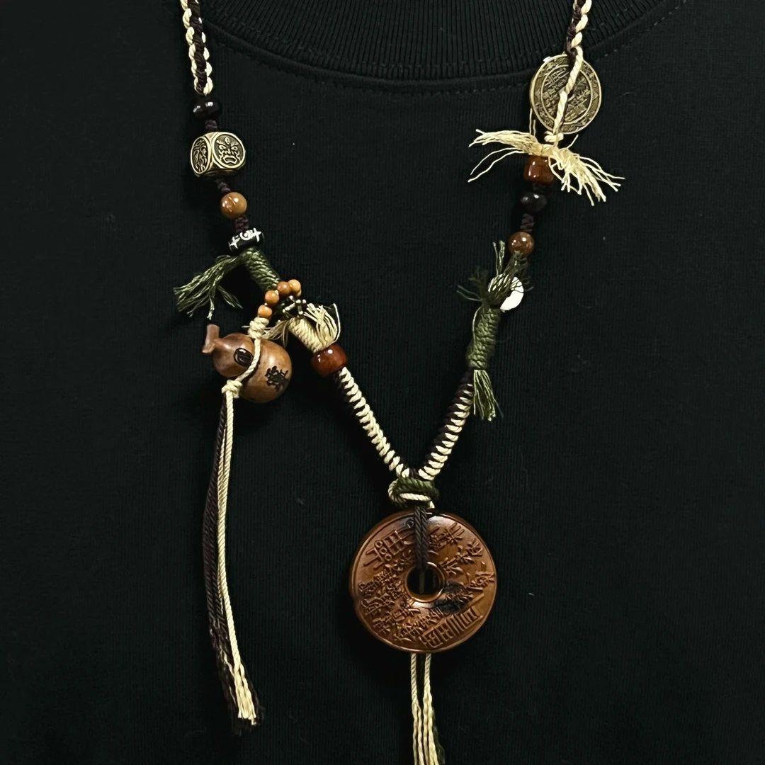 枣木木质山某钱多元素手编配饰挂饰