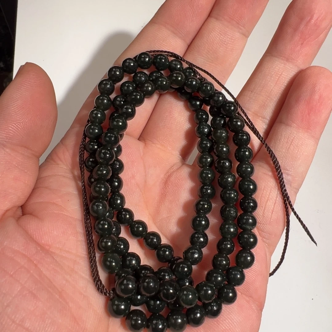 项链未镶嵌和田玉6mm:108黑青万能链可挂一切
