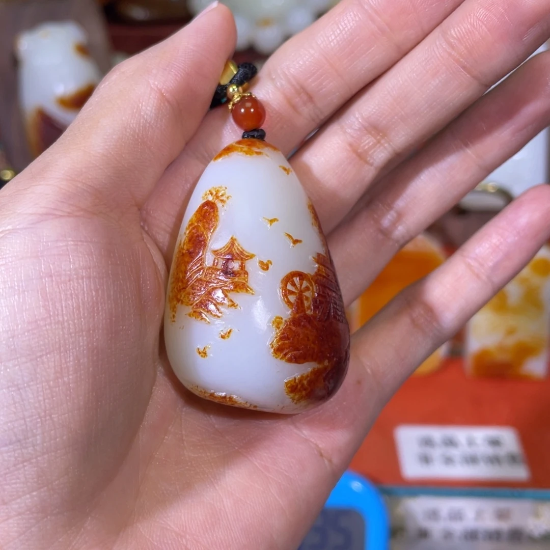 破***。和田玉未镶嵌挂件