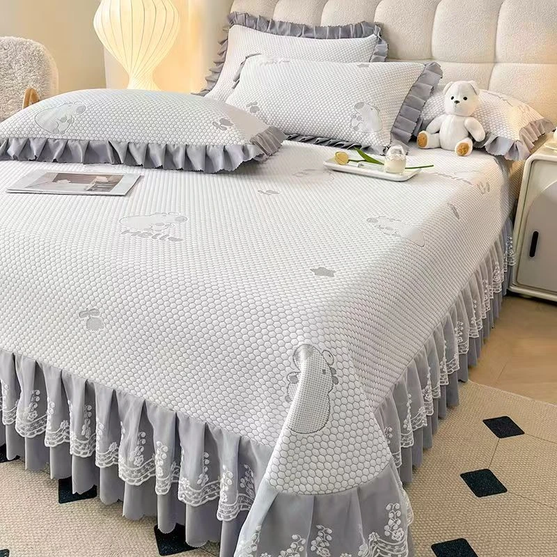 《米写精选1》新款夏季柔软床裙冰感豆豆凉席防滑