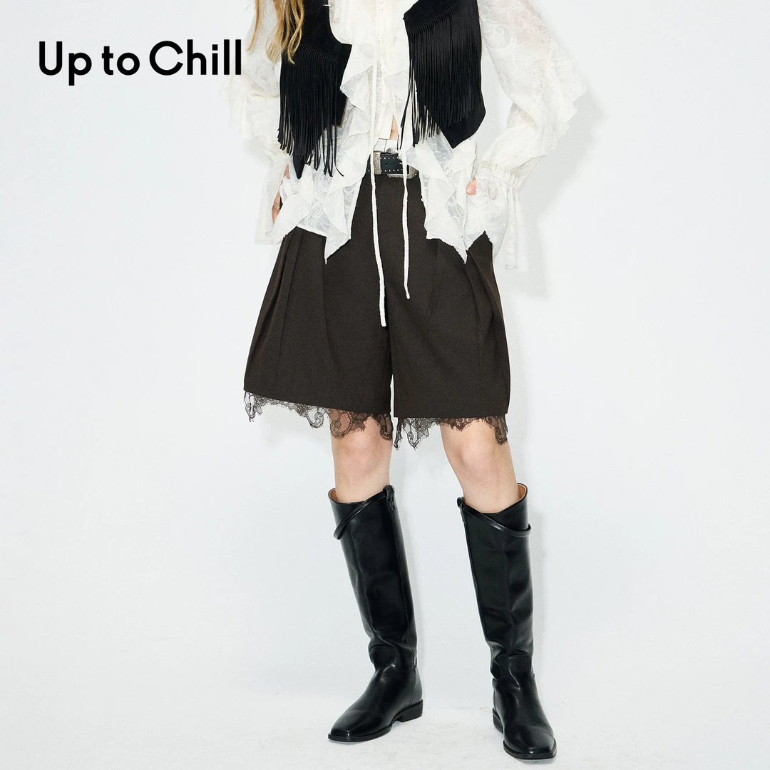 Up to Chill 蕾丝花边时尚复古宽松A摆设计师短裤 CKWWW1D942