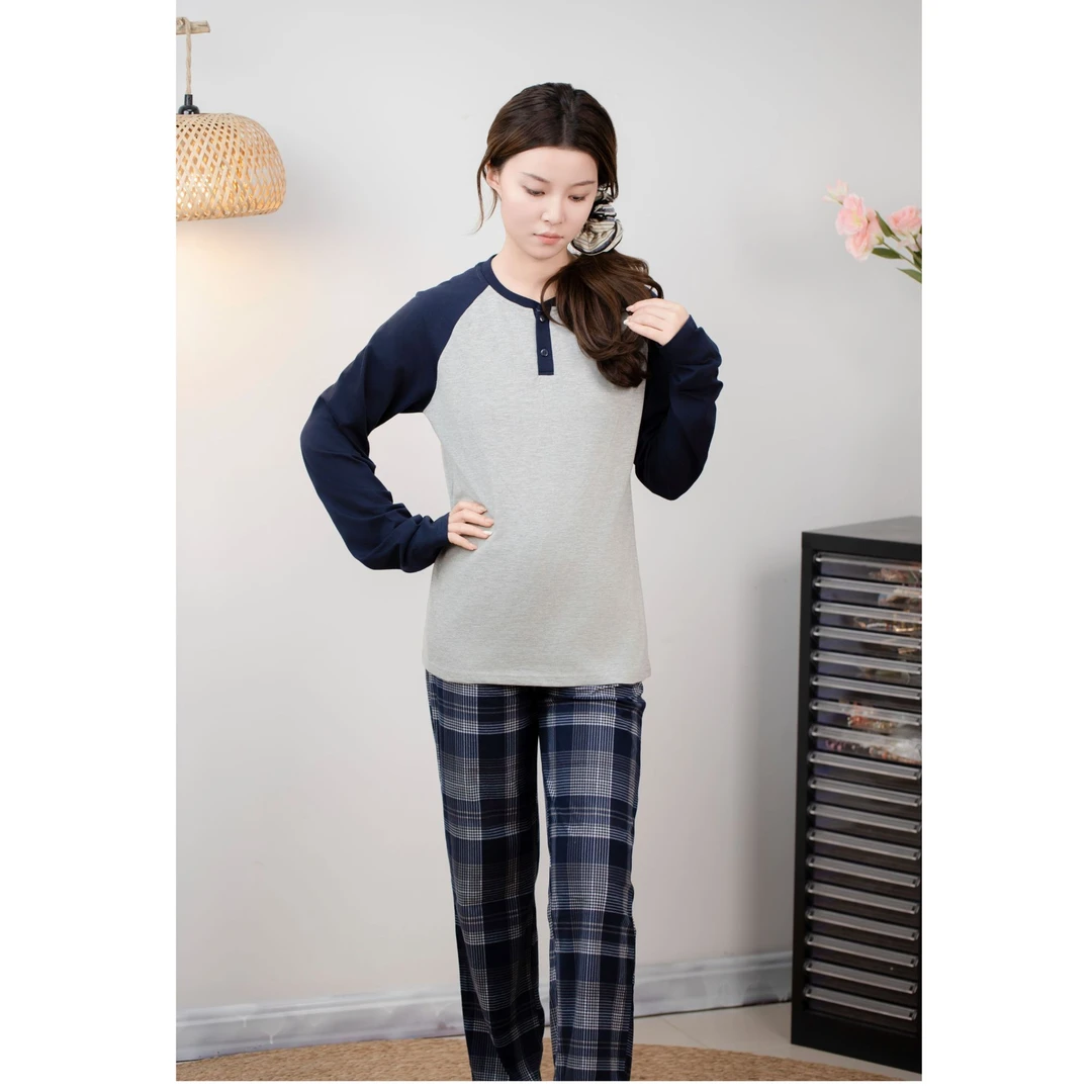 藏灰男士保暖家居服春秋长袖休闲宽松