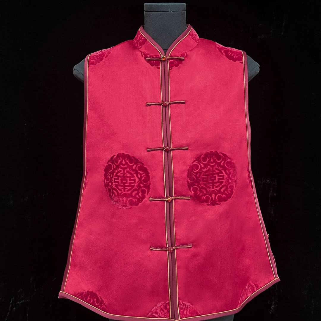 驷喜新中式2025春季新款立领坎肩女复古中国风马甲246311