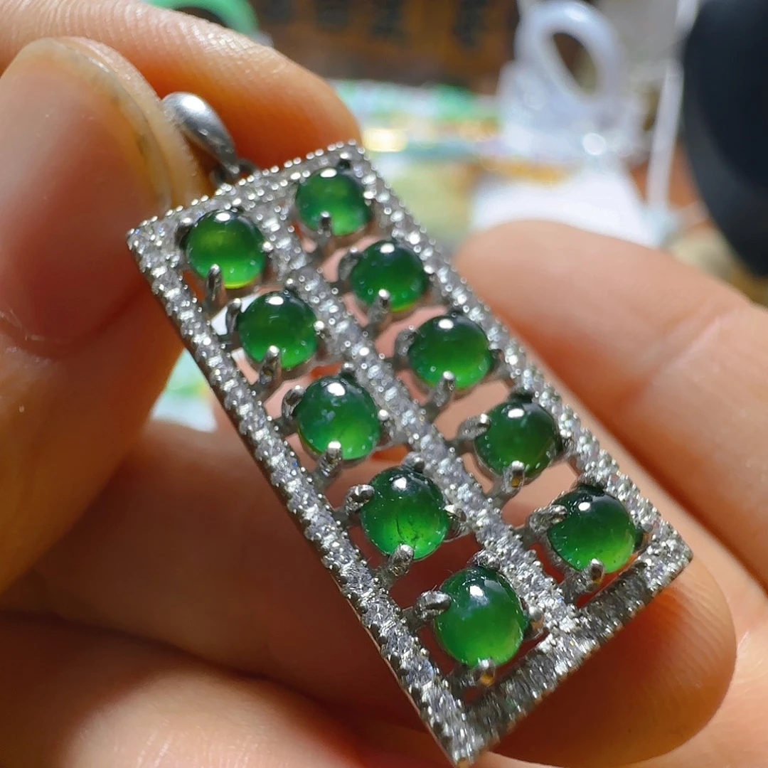 翡翠银S925镶嵌颈饰翡翠100