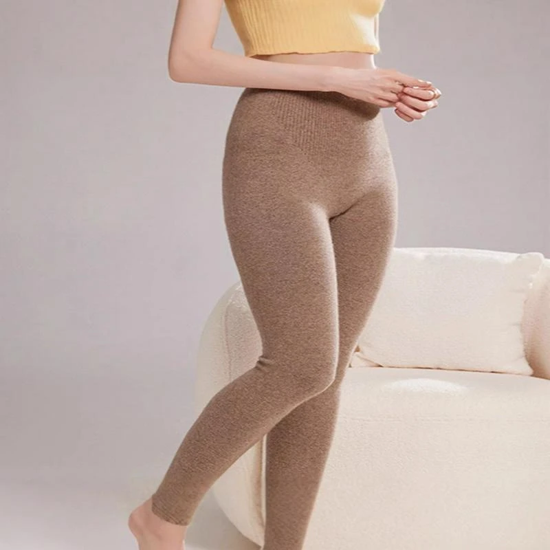 羊绒秋冬季新款纯色女款羊绒针织打底裤修身休闲百搭纯色毛线抽条