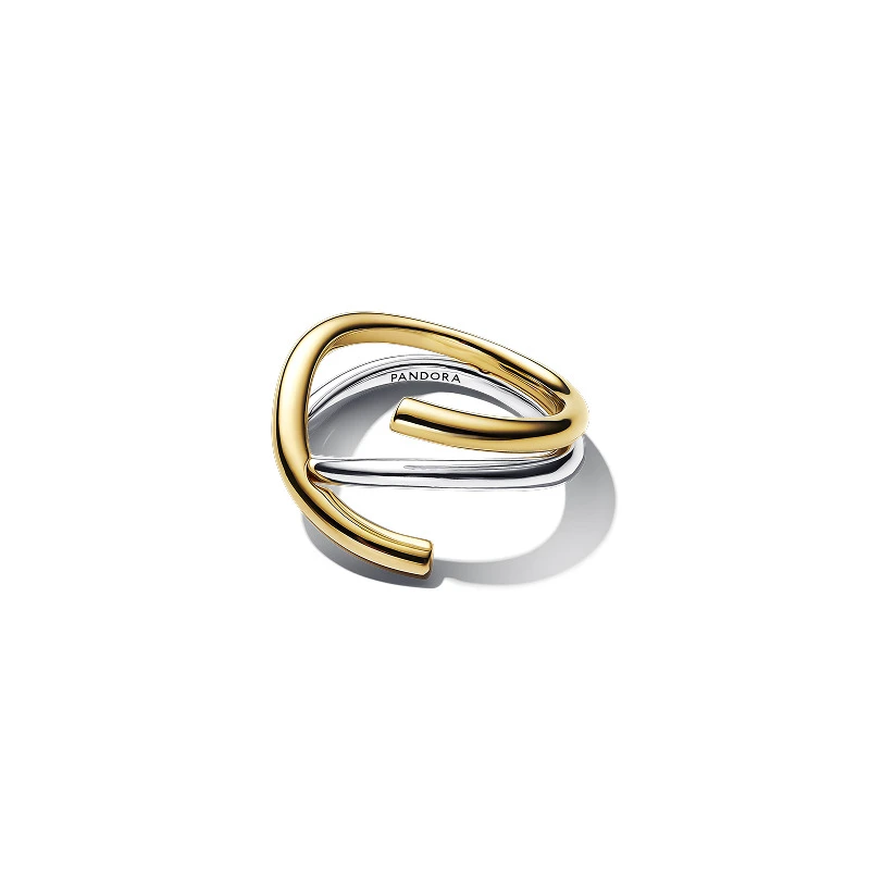 PANDORA/潘多拉 925银戒指 ESSENCE天性双色双环戒指简约可叠戴