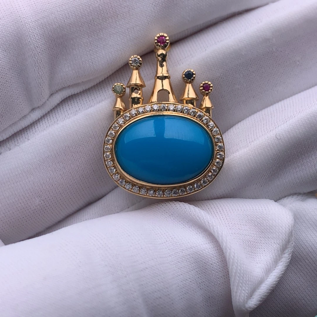 绿松石18K金镶嵌珠宝奇石