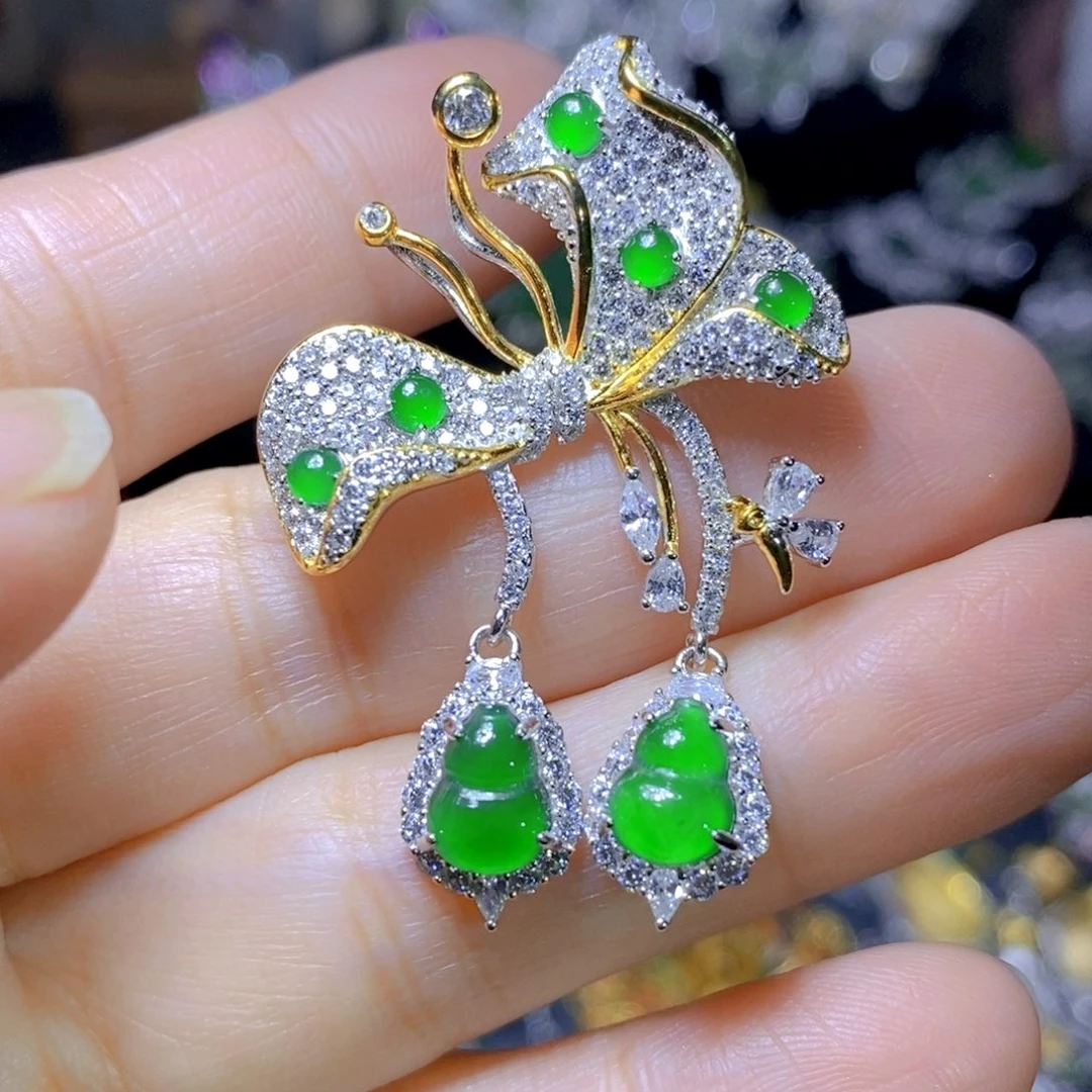 翡翠戒指银S925镶嵌天然翡翠