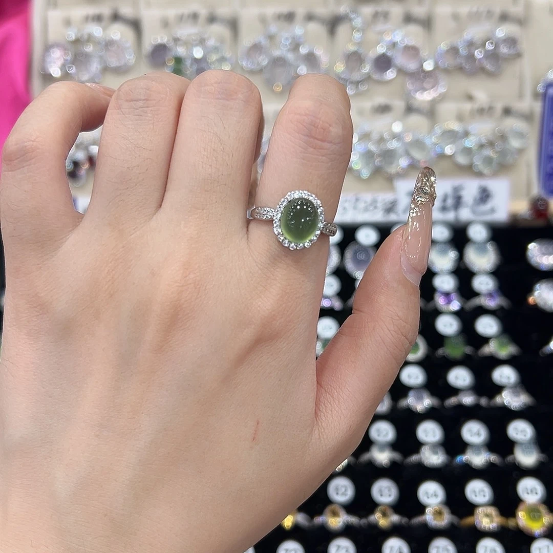 C***蛇纹石玉银S925镶嵌戒指