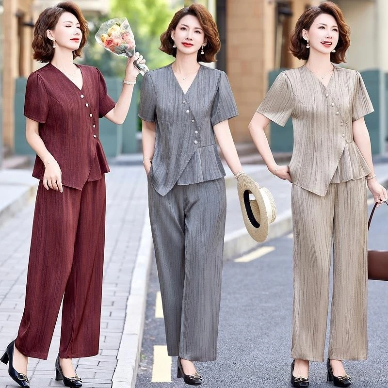 中老年时尚套装妈妈夏装女装2025新款洋气端庄大气两件套母亲节