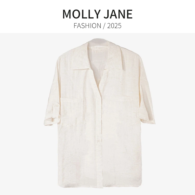 木槿芸【亚麻衬衫】2025夏新款老钱风短袖时尚休闲轻薄衬衣女MJ-129