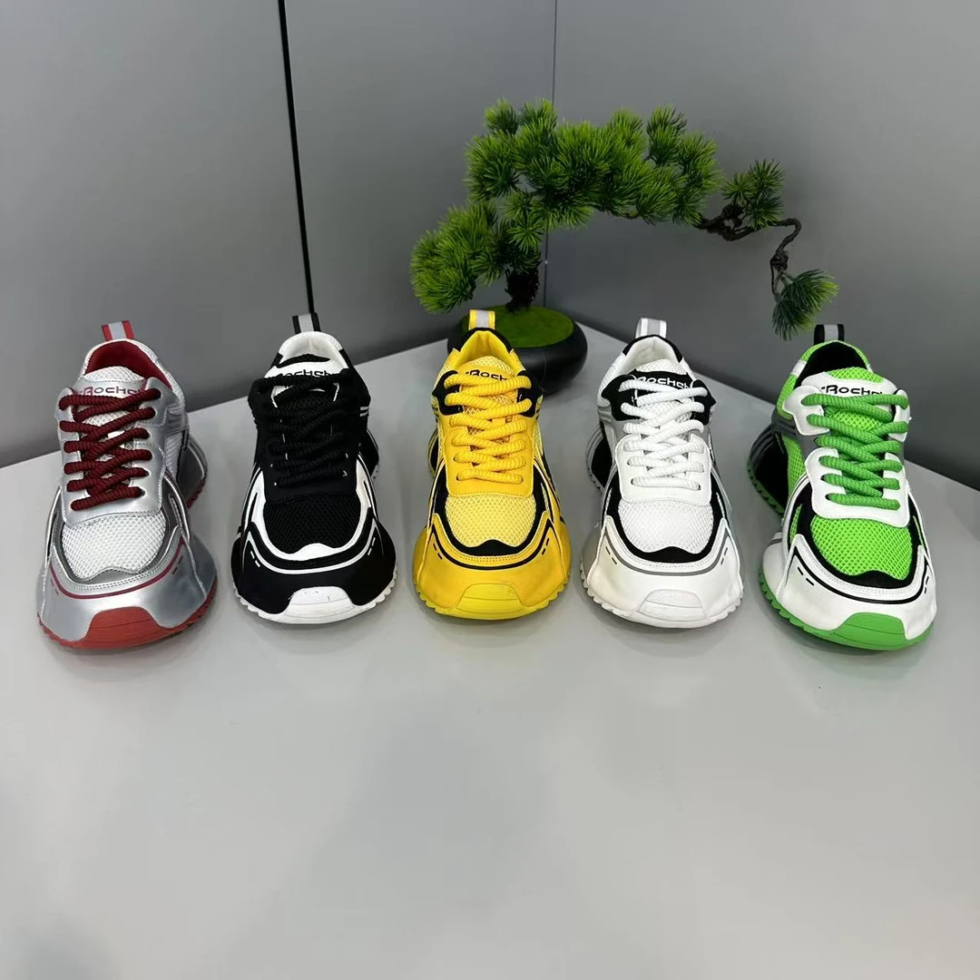 88-782【标准码】早春新款皮网拼接休闲舒适厚底男款潮鞋